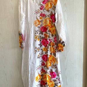 Printed kurta with chikankari work